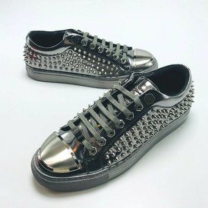Men's Angelino Silver Grey Spike Low Top Sneakers